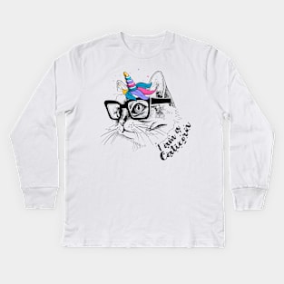 I Am A Caticorn Cute Unicorn Cat Lovers Gift Kittycorn Kids Long Sleeve T-Shirt